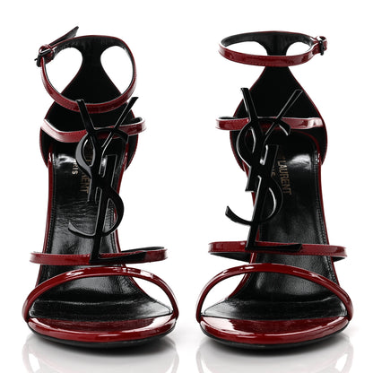 Saint Laurent Patent Calfskin Cassandra 100 Sandals 38.5 Red Laquer 2 of 11