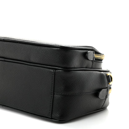 Prada Saffiano Lux Double Zip Crossbody Bag Black 10 of 11