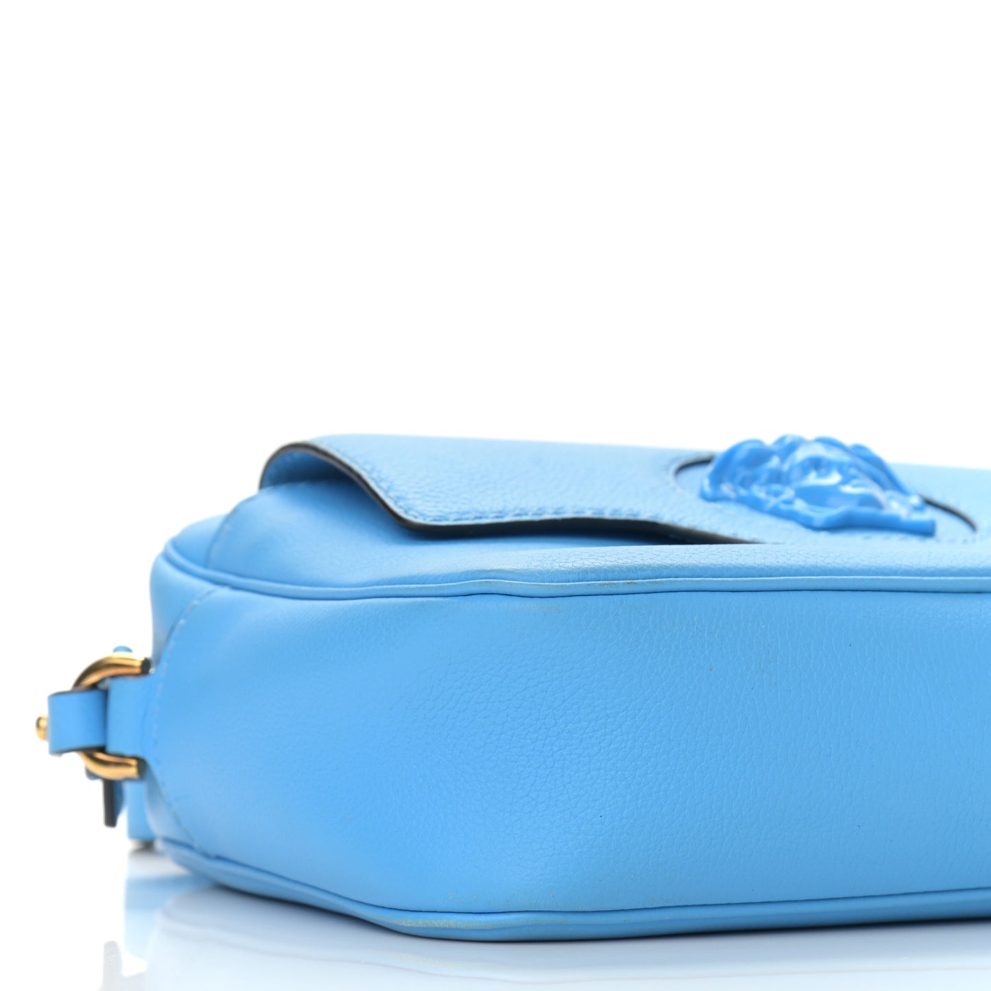 Grained Calfskin Medusa Camera Bag Blue