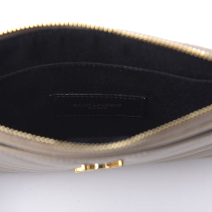 Saint Laurent Grain De Poudre Chevron Monogram Bill Pouch Dusty Grey 9 of 11