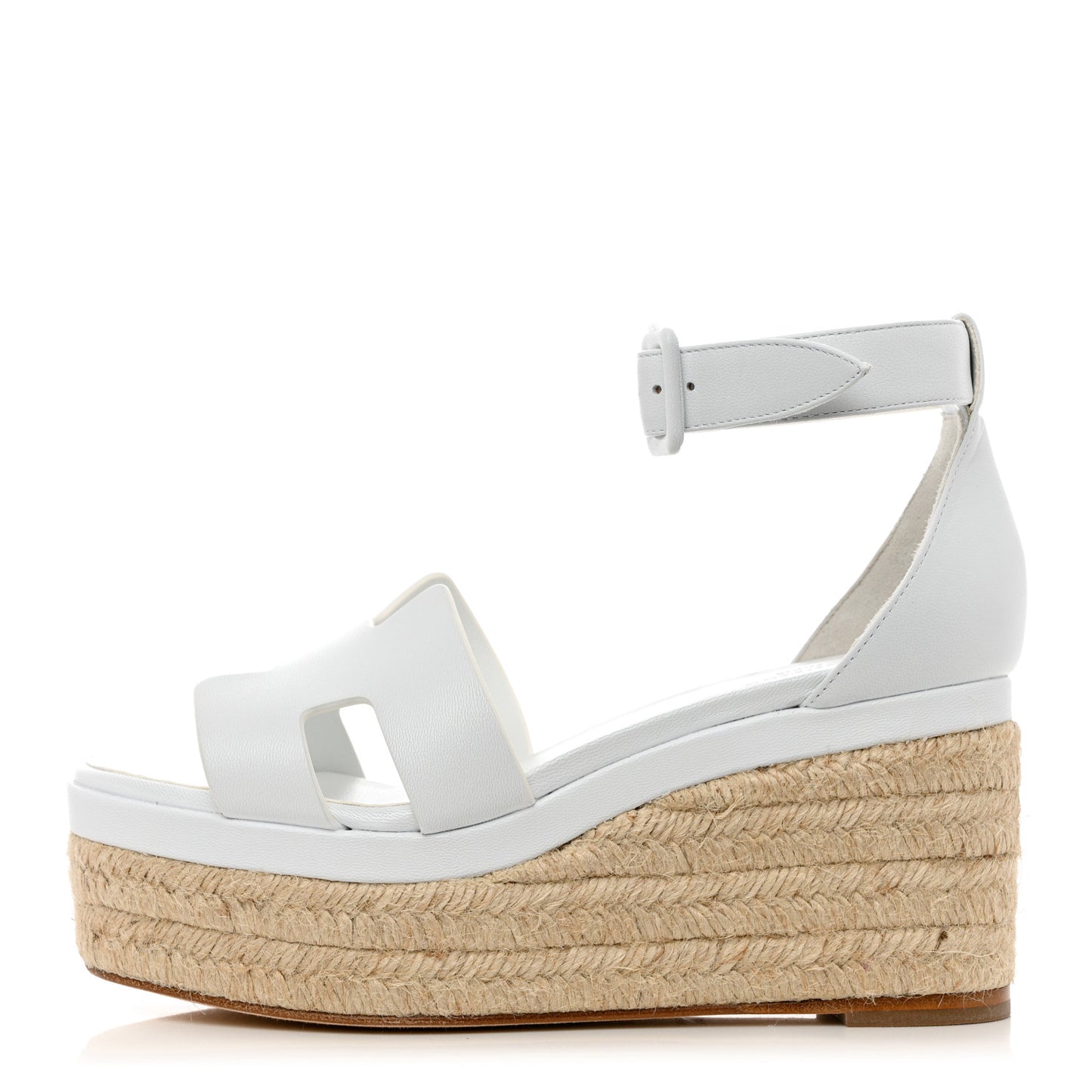 Goatskin Elda Espadrille Wedge Sandals 35 White