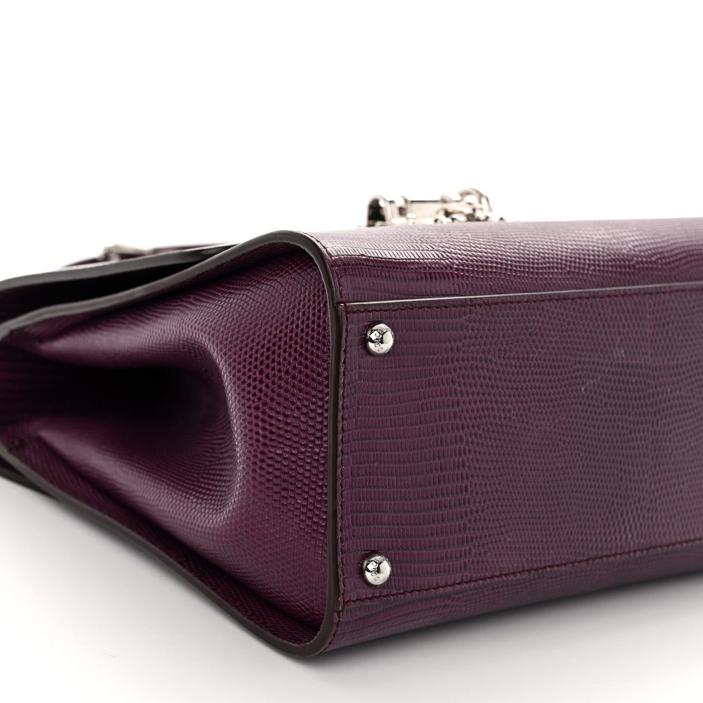 Lizard Calfskin Embossed Medium Monica Top Handle Bag Purple