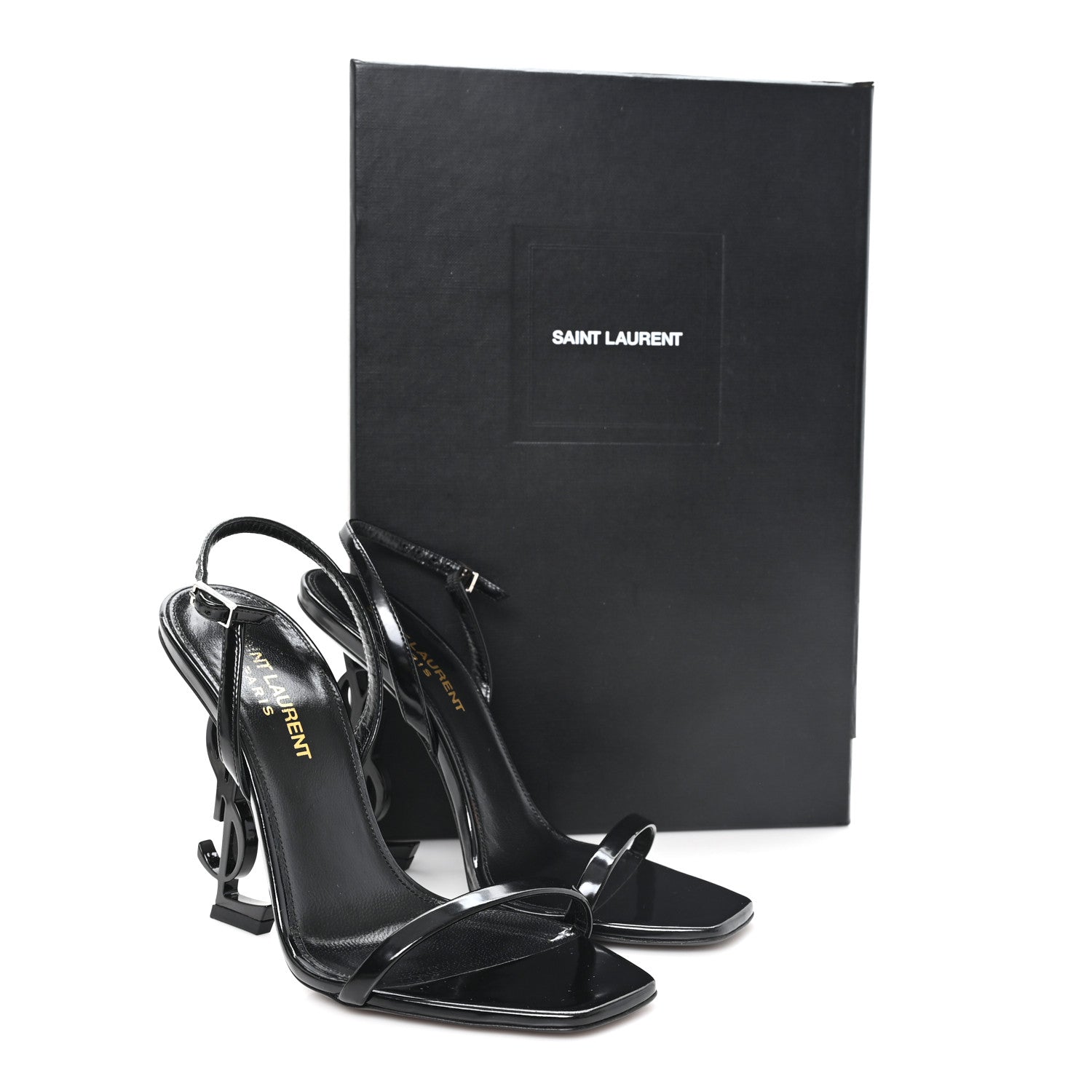 Saint Laurent Patent Calfskin Opyum 110 Sandals 36.5 Black 1913922