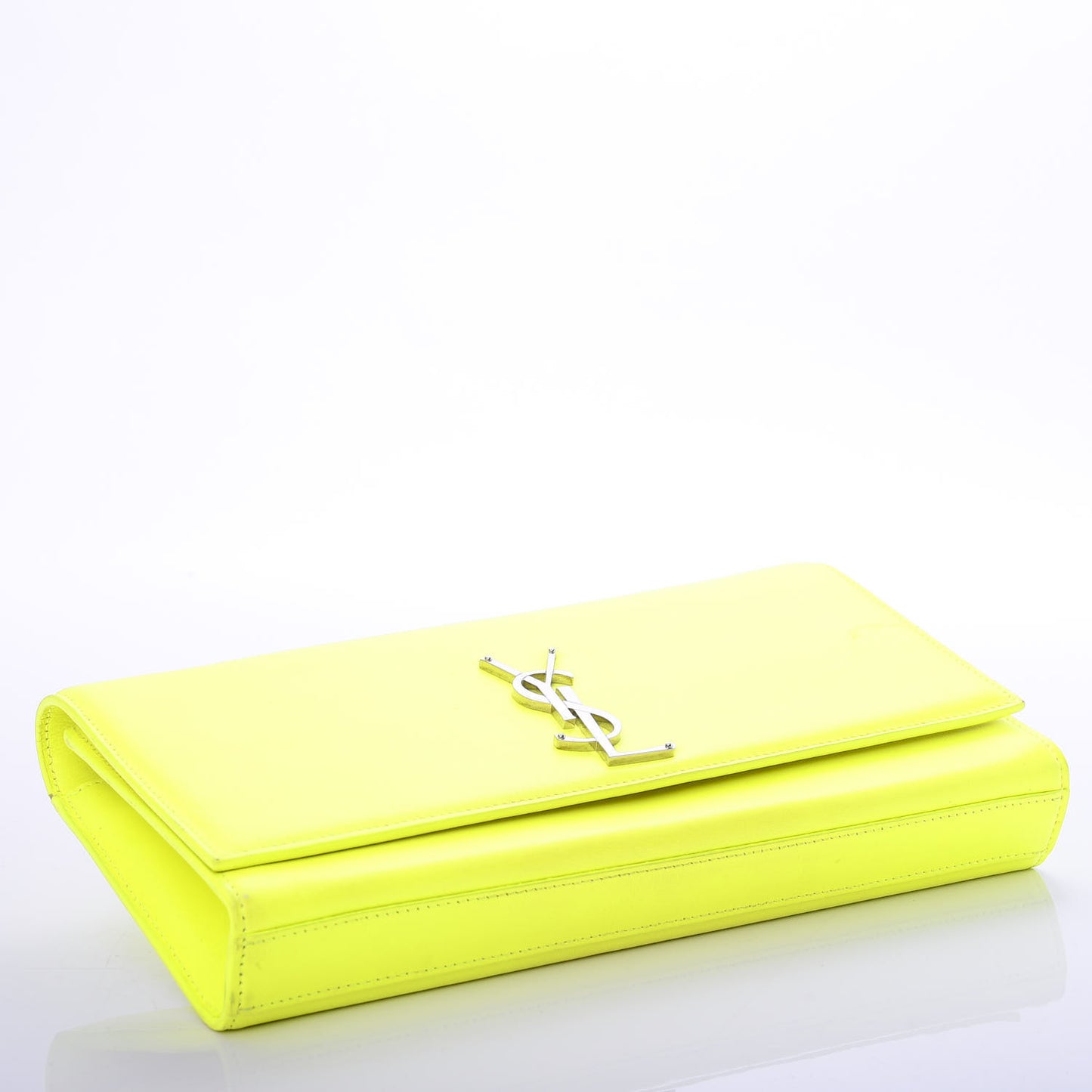 Calfskin Classic Monogram Clutch Neon Yellow