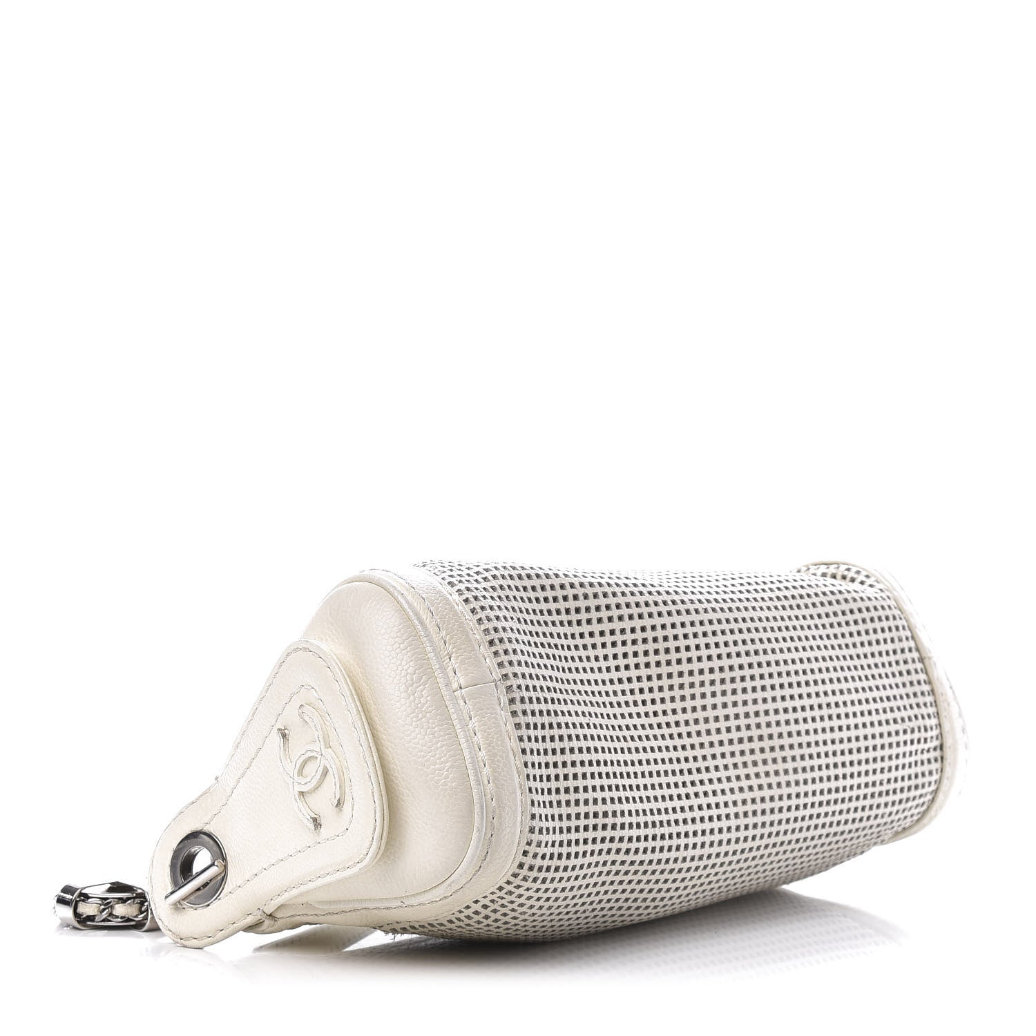 Chanel Caviar Perforated Pulley Shoulder Bag White 4 of 11