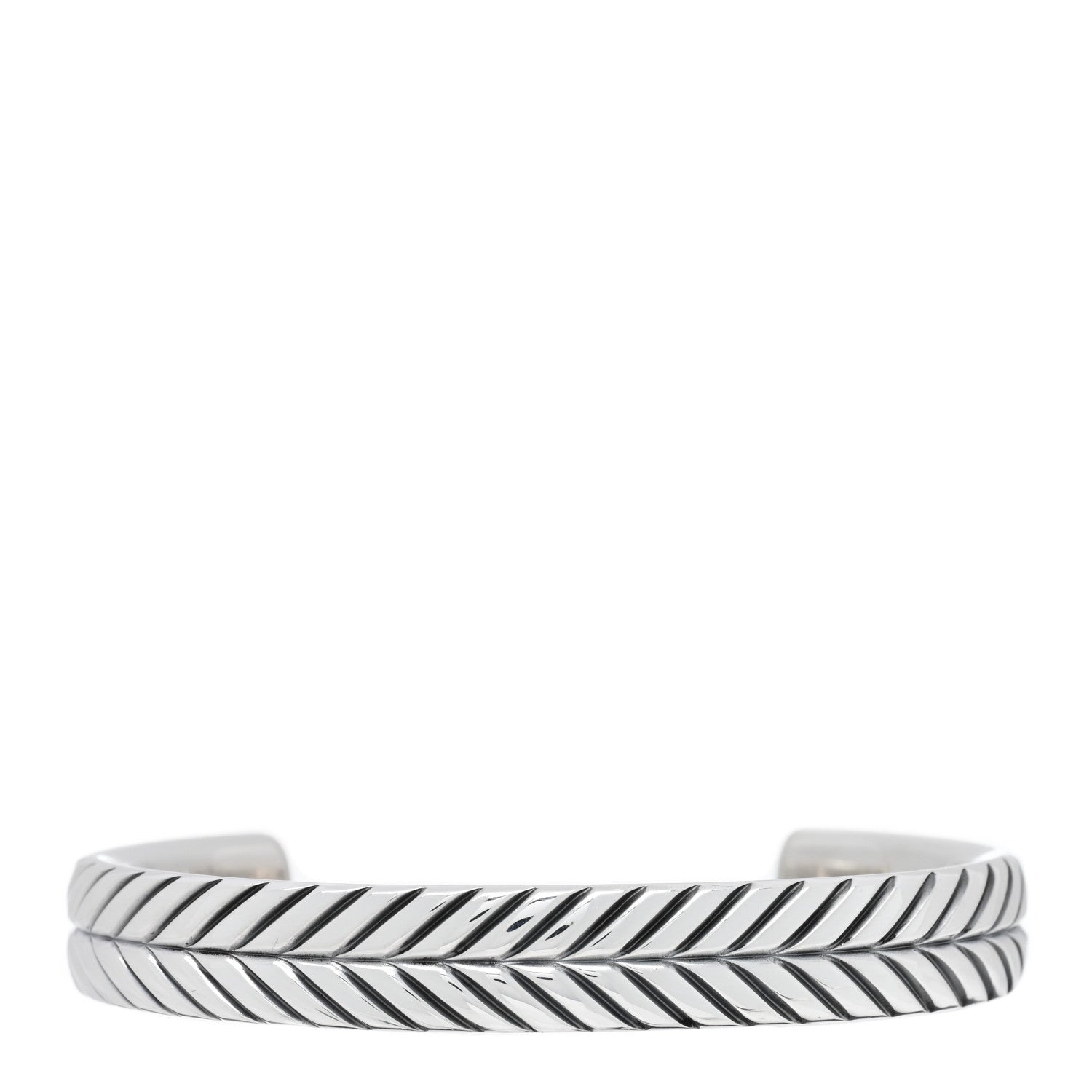 David Yurman Sterling Silver 10mm Chevron Woven Kick Cuff Bracelet 1 of 4