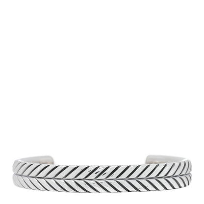 David Yurman Sterling Silver 10mm Chevron Woven Kick Cuff Bracelet 1 of 4