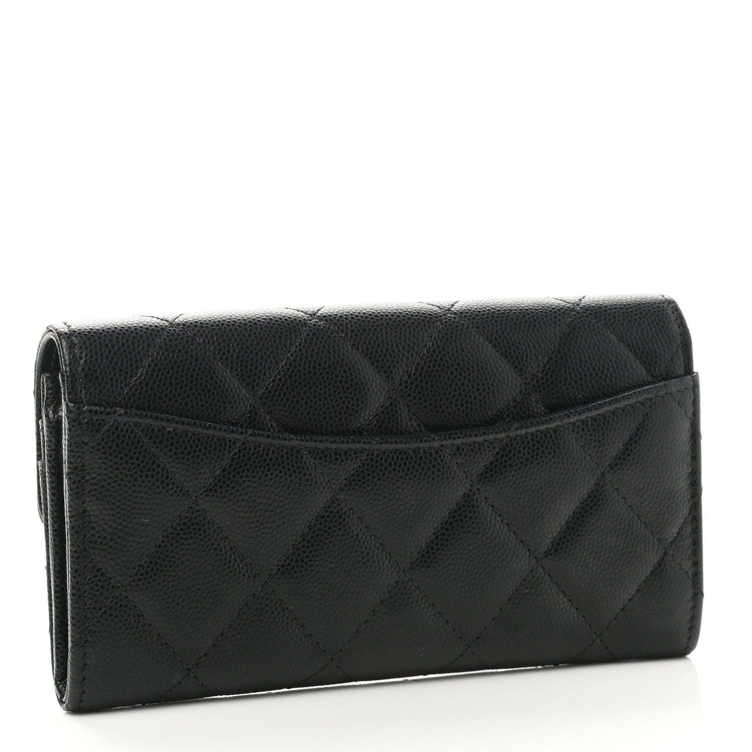 Chanel Caviar Quilted Small Gusset Flap Wallet Black 3 of 8
