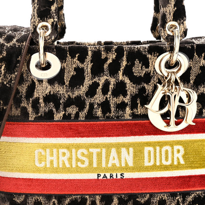 Christian Dior Velvet Mizza Embroidered Medium Lady D-Lite Beige Multicolor 7 of 9