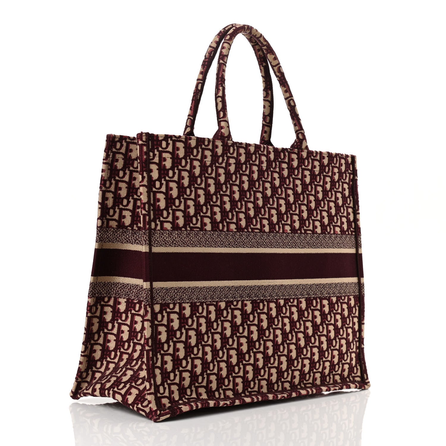 Christian Dior Oblique Large Book Tote Burgundy Multicolor 3 of 9