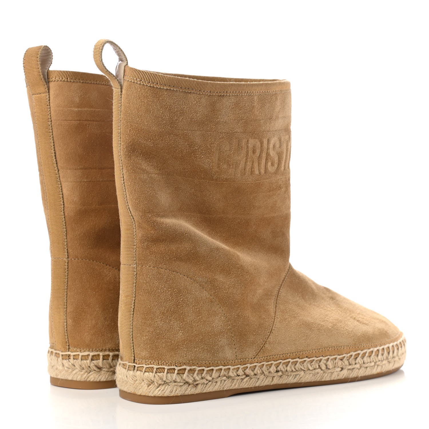 Christian Dior Calfskin Suede Shearling Granville Espadrille Boots 36 Natural 4 of 8