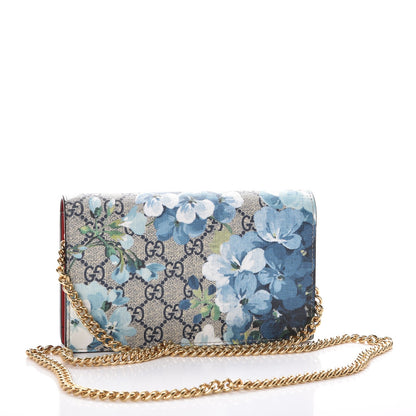 Gucci GG Supreme Monogram Blooms Chain Wallet Blue 3 of 8