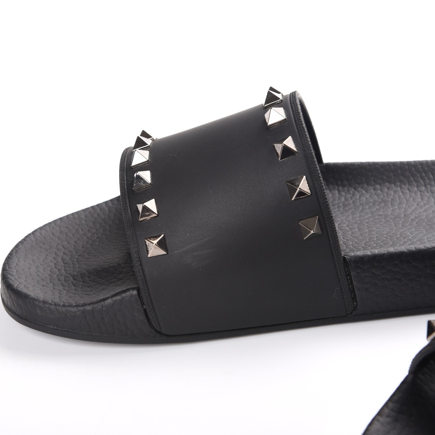 Valentino Garavani Rubber Rockstud Slide Sandals 41 Black 8 of 9