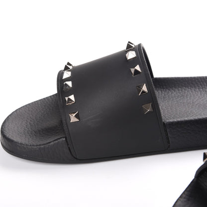 Valentino Garavani Rubber Rockstud Slide Sandals 41 Black 8 of 9