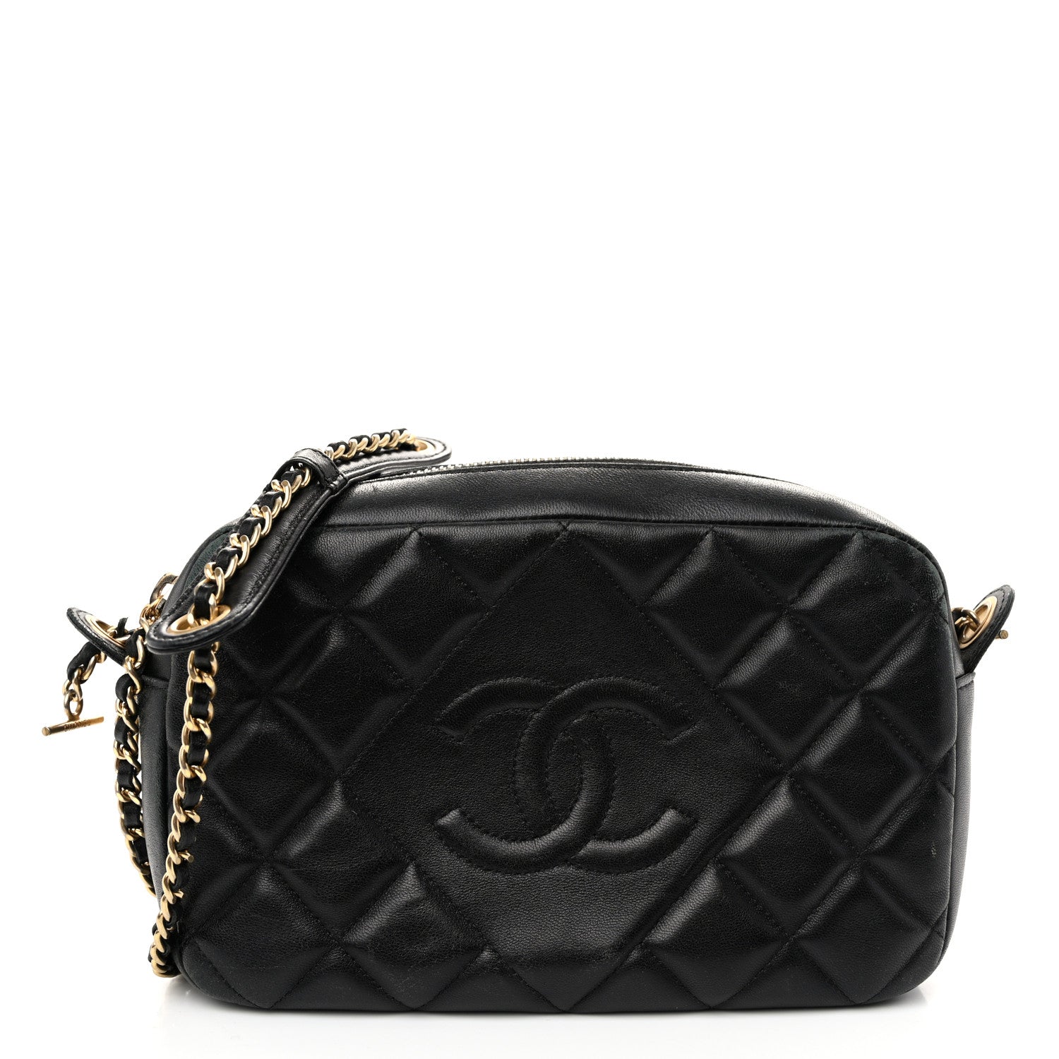 Chanel Lambskin Quilted Small Diamond CC Camera Case Black 1 of 11