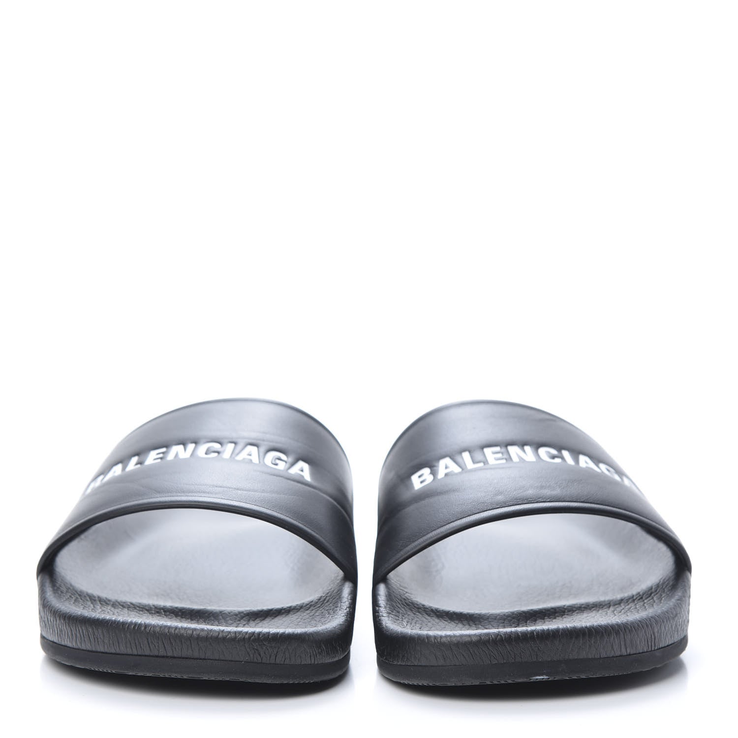 Balenciaga Nappa Logo Pool Slide Sandals 42 Black White 2 of 10
