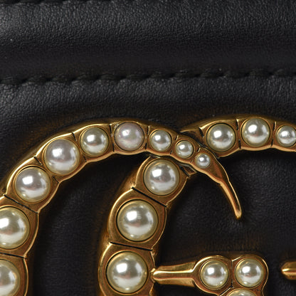 Gucci Calfskin Matelasse Studded Small Pearly GG Marmont Shoulder Bag Black 8 of 10