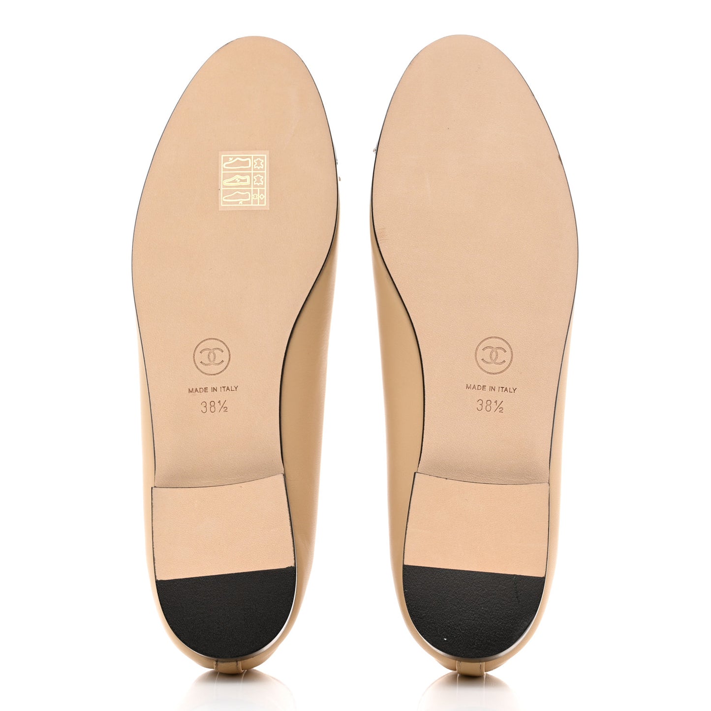 Lambskin Cap Toe Ballerina Flats 38.5 Beige Black