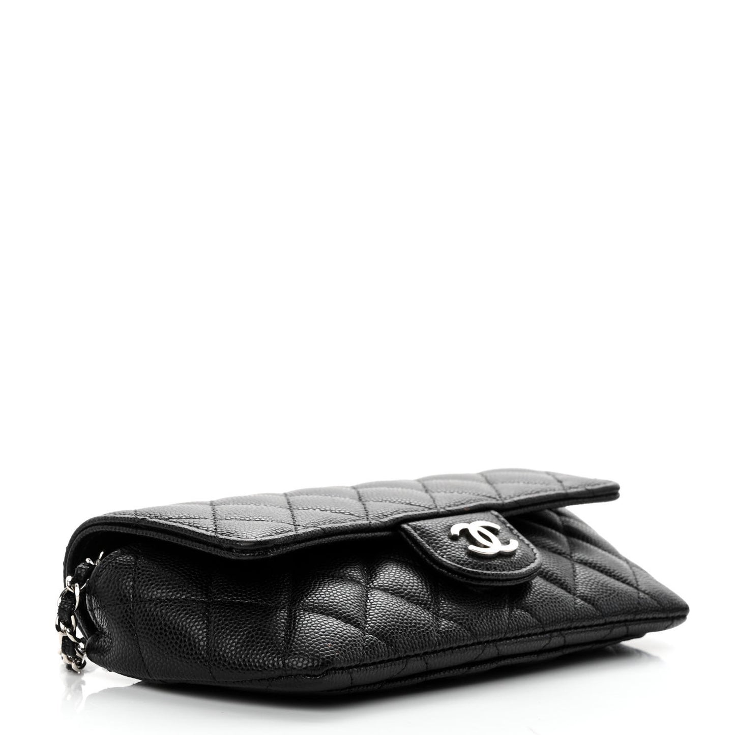 Caviar Quilted Glasses Case With Chain Black