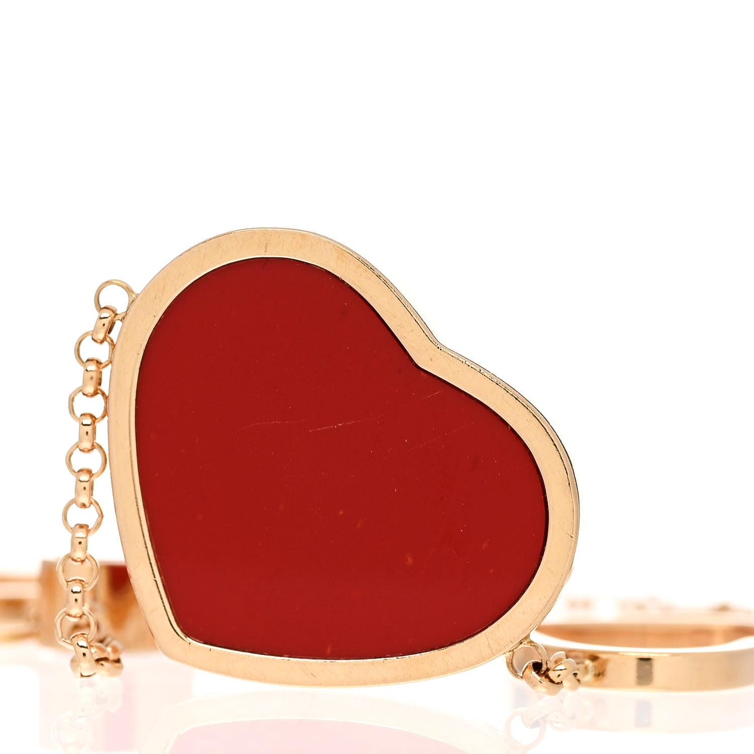 Chopard 18K Rose Gold Diamond Happy Hearts Bracelet Red 5 of 6