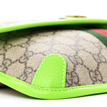 Gucci GG Supreme Monogram Web Small Ophidia Belt Bag Beige Ebony Electric Green 9 of 10
