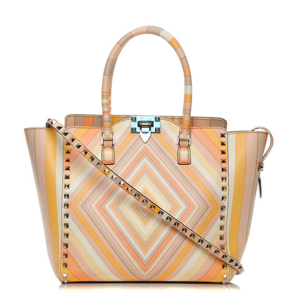 Valentino Garavani Vitello Native Couture 1975 Rockstud Double Handle Tote Mandarin Sorbet 1 of 9