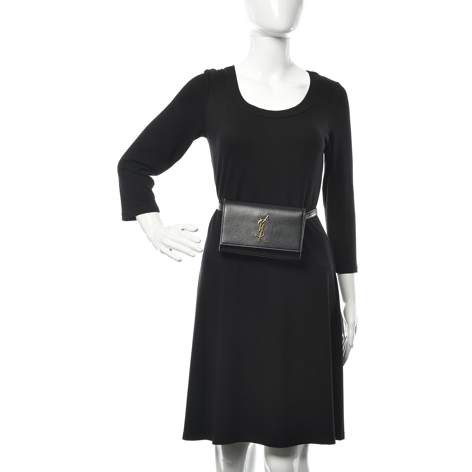 Saint Laurent Smooth Calfskin Monogram Kate Belt Bag Black 2 of 8