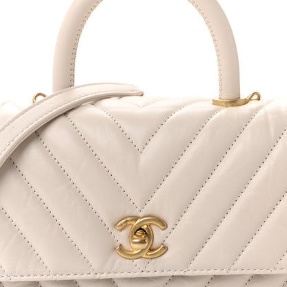 Chanel Calfskin Chevron Quilted Mini Coco Handle Flap Rose Pale 8 of 11