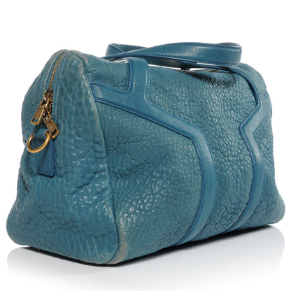 Saint Laurent Pebbled Leather Sac Bowly Blue 3 of 8