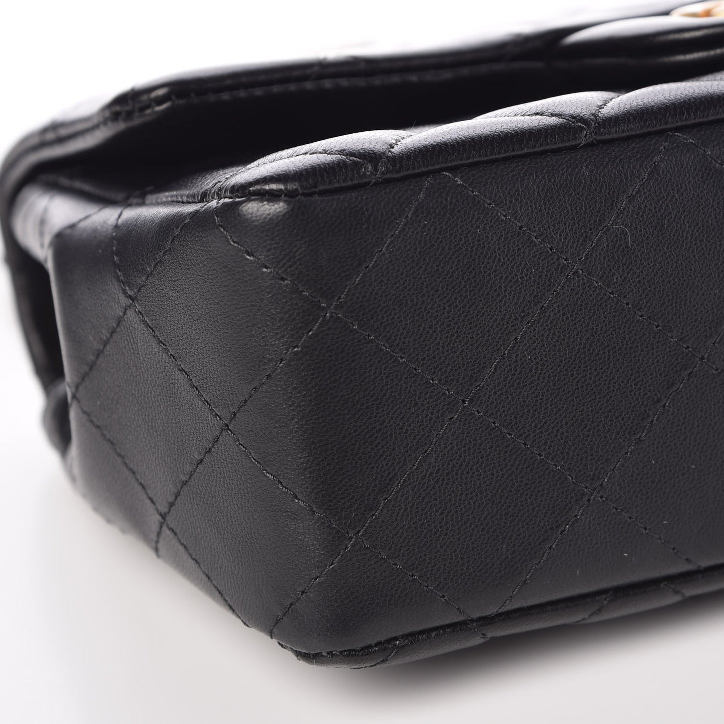 Lambskin Quilted Mini Rectangular Flap Black
