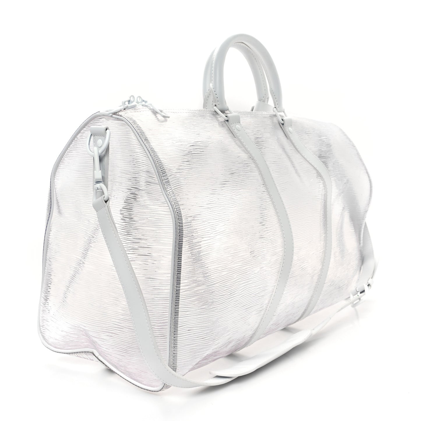 PVC Epi Embossed Wavy Keepall Bandouliere 50 White