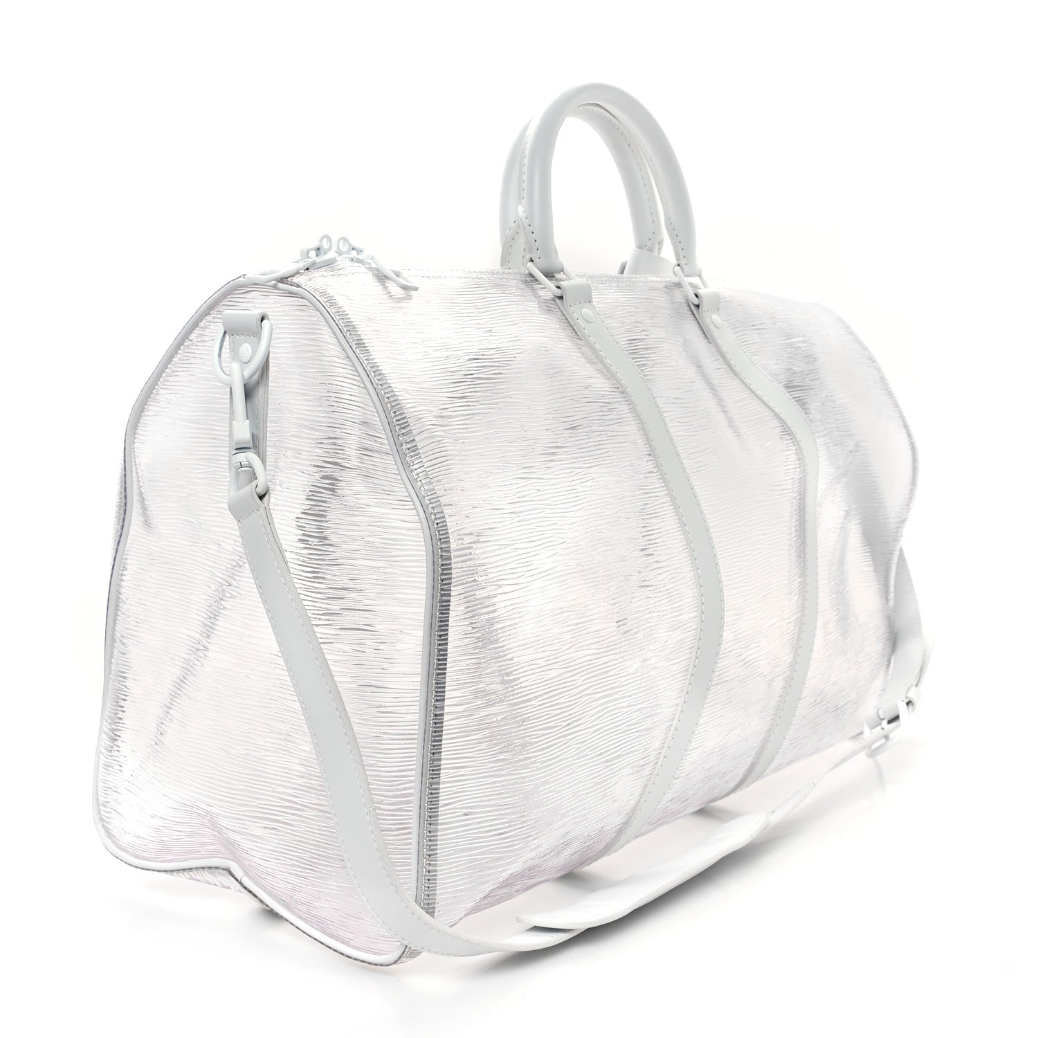 Louis Vuitton PVC Epi Embossed Wavy Keepall Bandouliere 50 White 2 of 11