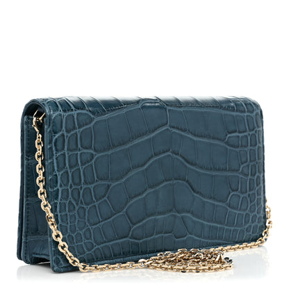 Christian Dior Alligator Lady Dior Pouch Blue 4 of 11