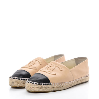 Chanel Lambskin CC Espadrilles 38 Beige Black 3 of 17