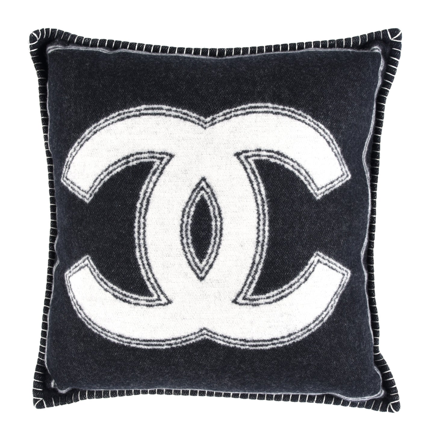Merino Wool Cashmere CC Pillow Black Beige