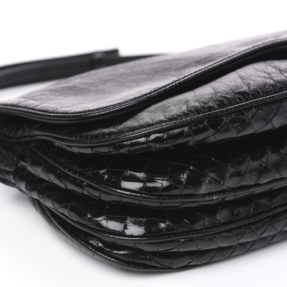Bottega Veneta Patent Goatskin Intrecciato Shoulder Bag Black 6 of 10