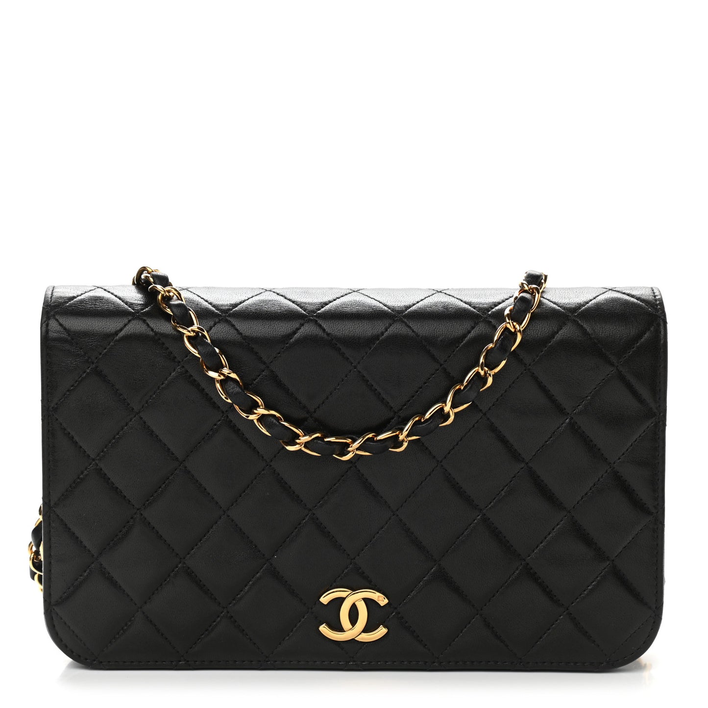 Lambskin Quilted Small Single Flap Black