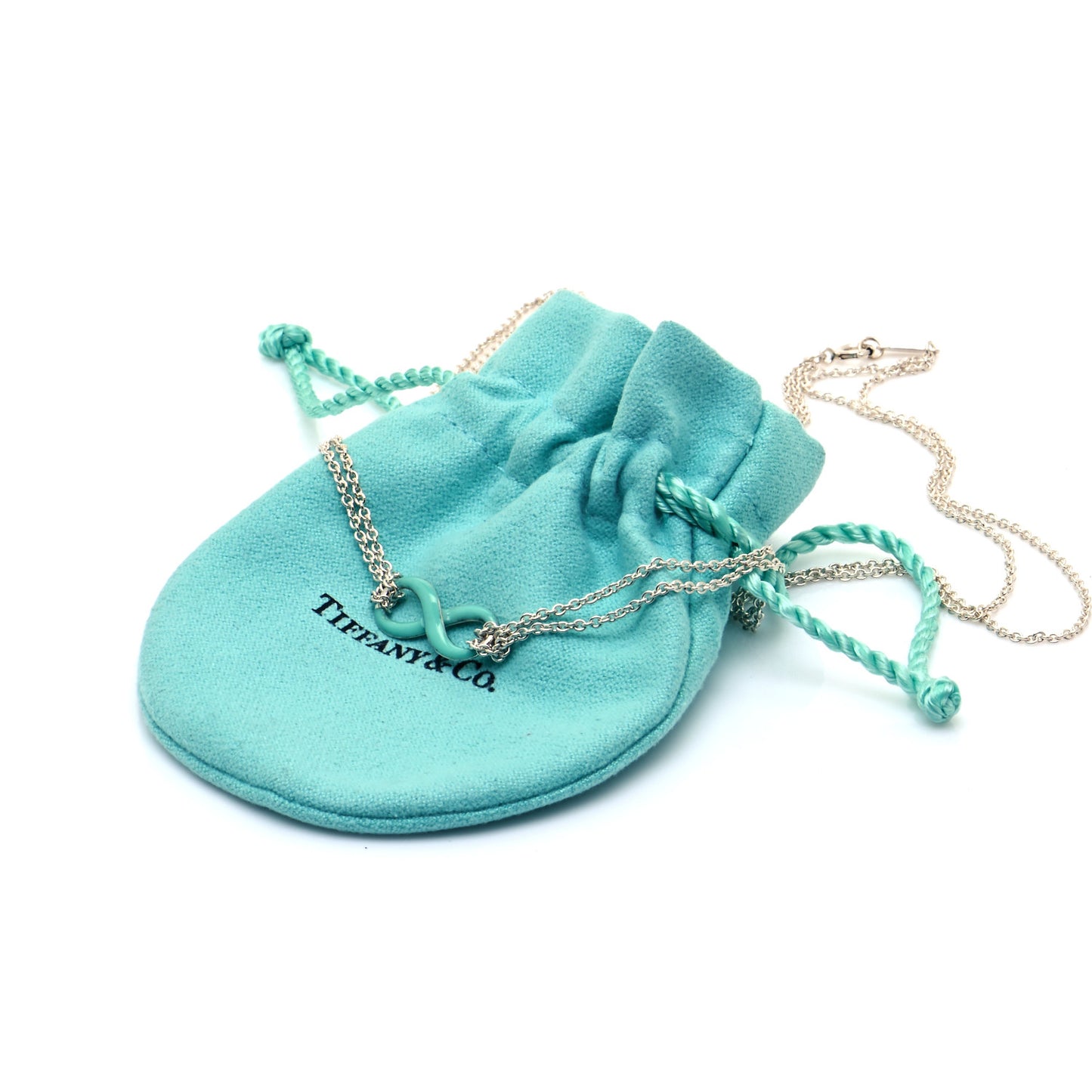 Sterling Silver Enamel Infinity Necklace Blue