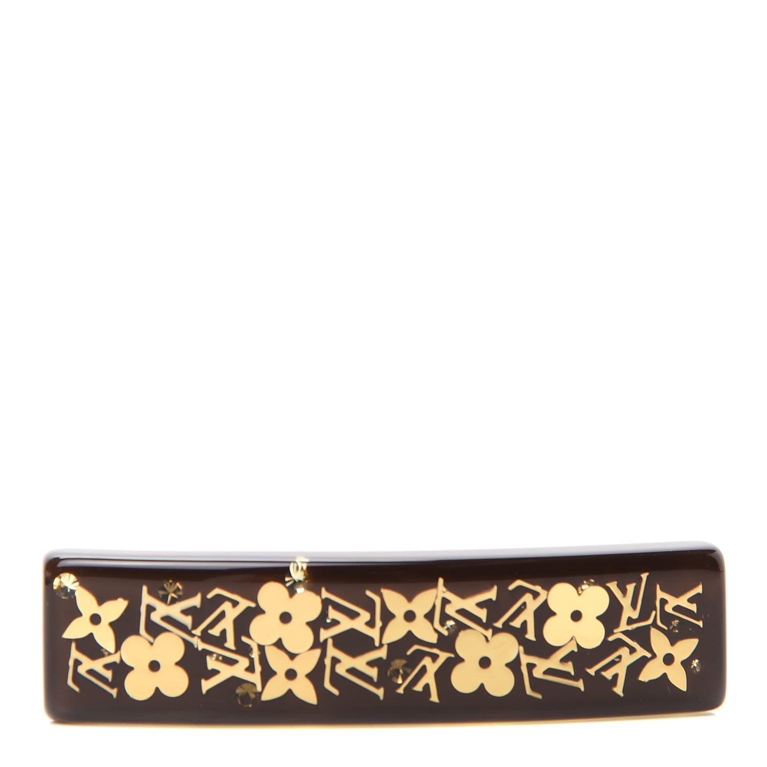 Louis Vuitton Resin Swarovski Crystal Inclusion Barrette GM Marron 1 of 3