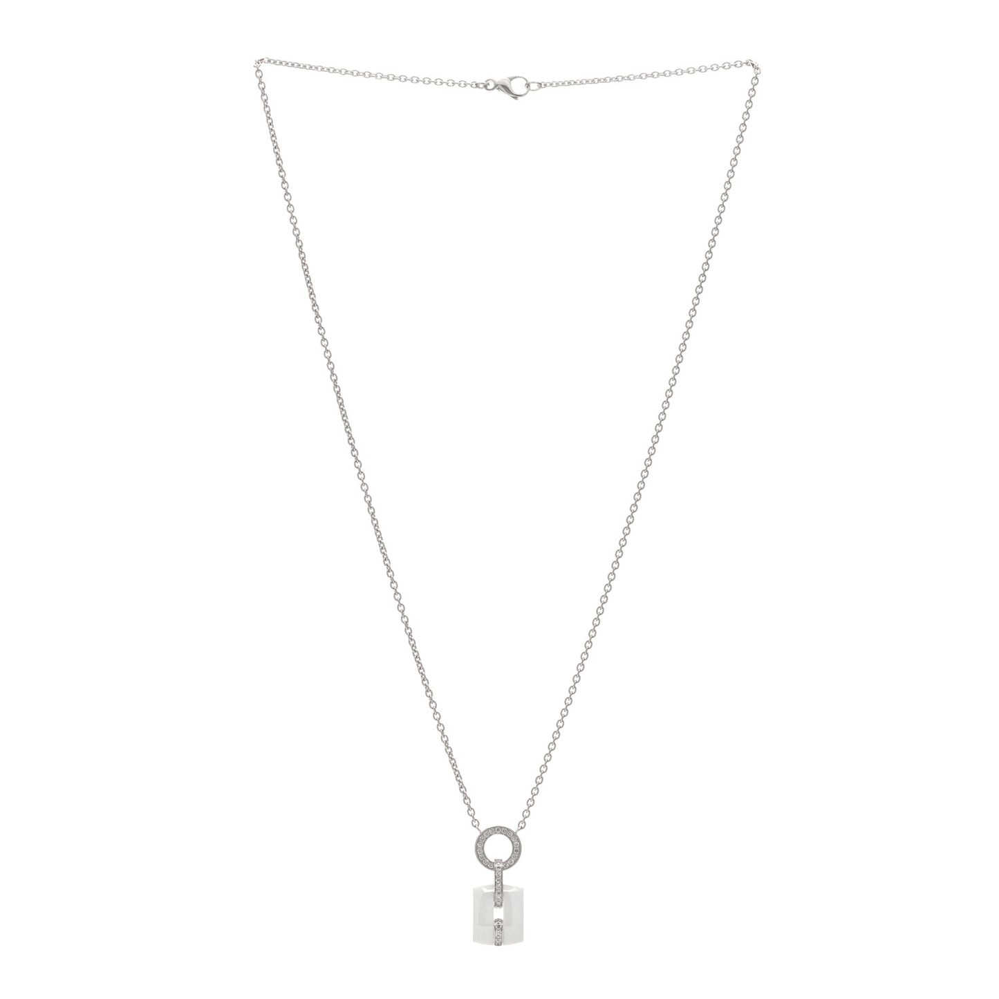 18K White Gold Diamond Ceramic Ultra Drop Pendant Necklace White