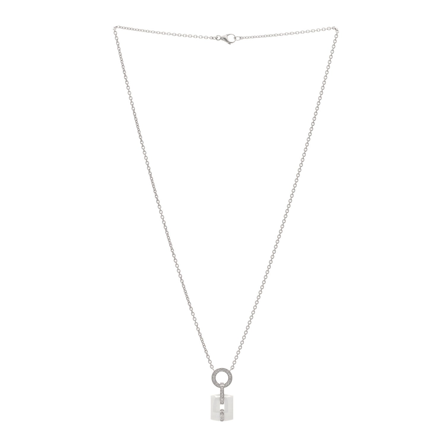 Chanel 18K White Gold Diamond Ceramic Ultra Drop Pendant Necklace White 3 of 5