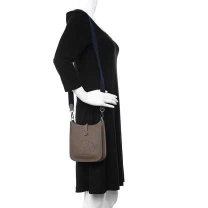 Hermes Taurillon Clemence Amazone Evelyne TPM Etoupe Bleu Indigo 2 of 14