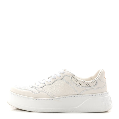Gucci Calfskin GG Tennis Embossed Perforated Womens Platform 55mm Sneakers 39 Great White 1 of 9
