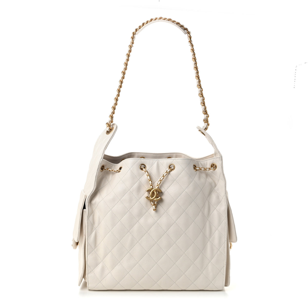 Caviar Quilted Medium Chanel 25 Handbag White