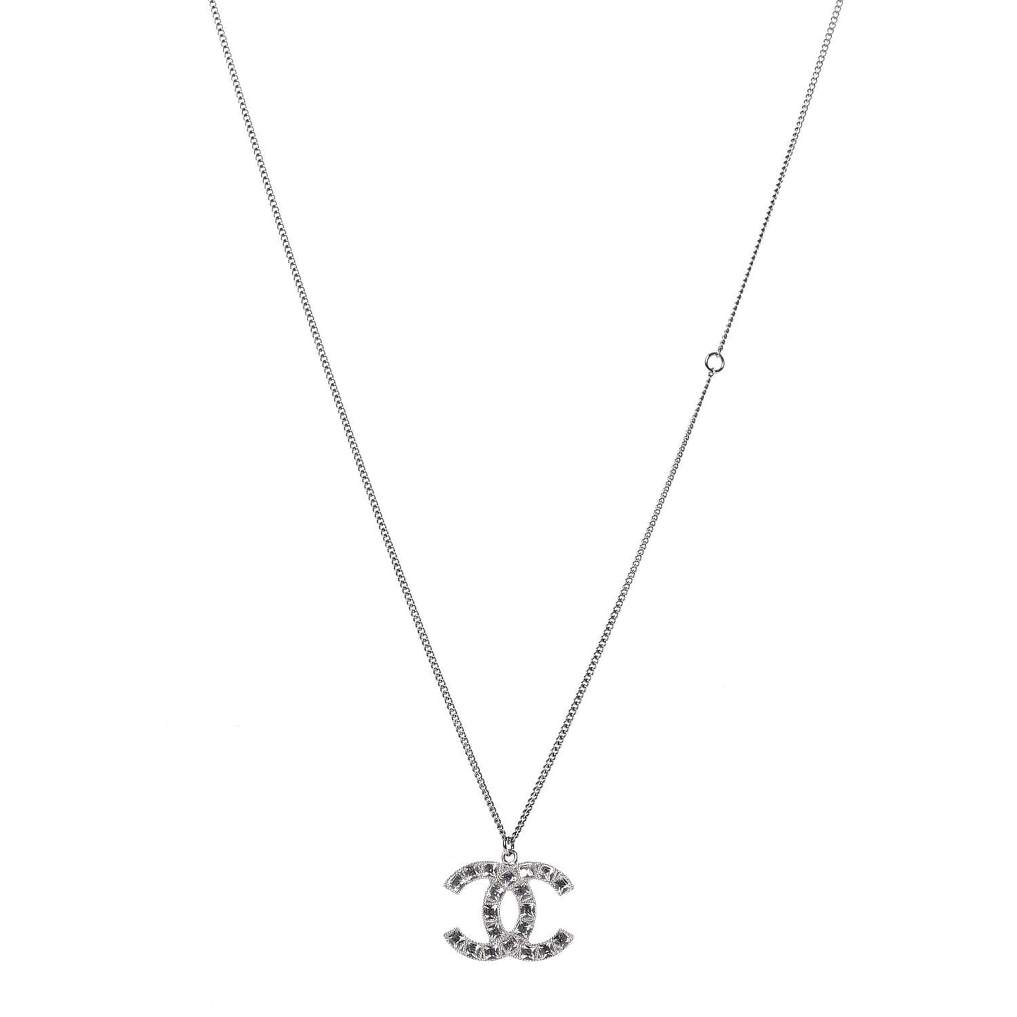 Baguette Crystal CC Necklace Silver