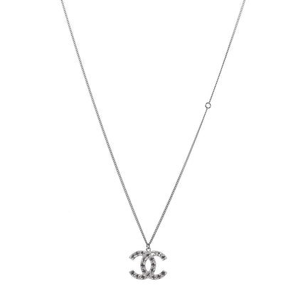 Chanel Baguette Crystal CC Necklace Silver 1 of 6