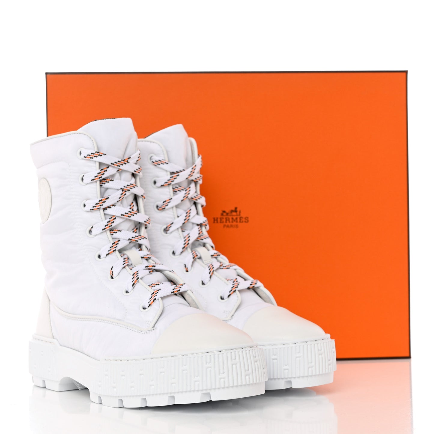 Calfskin Parachute Fresh Ankle Boots 38.5 White
