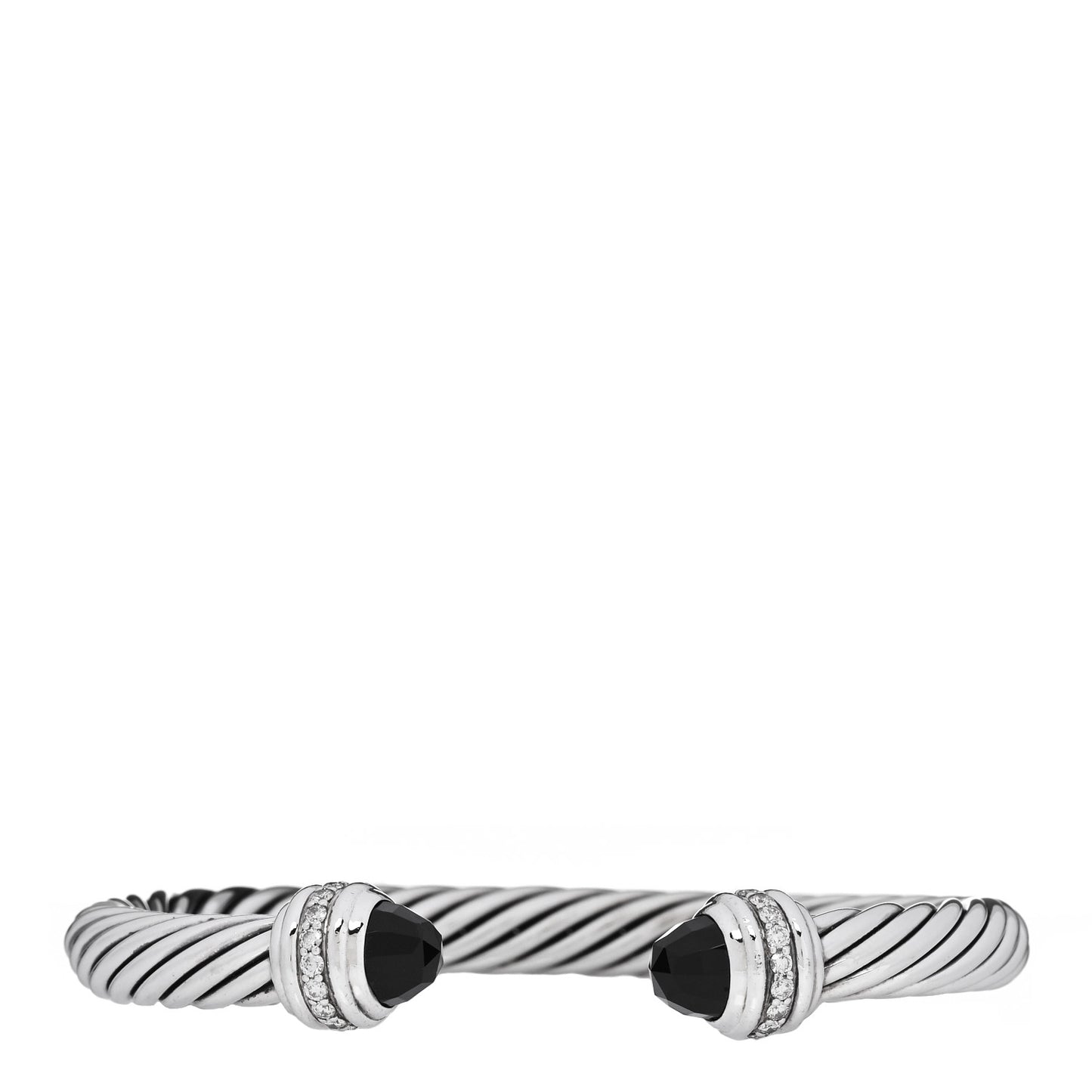Sterling Silver Diamond Black Onyx 7mm Cable Classics Bracelet