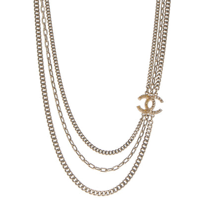 Chanel Gripoix Baguette Crystal CC Multi Strand Chain Necklace Gold 1 of 6