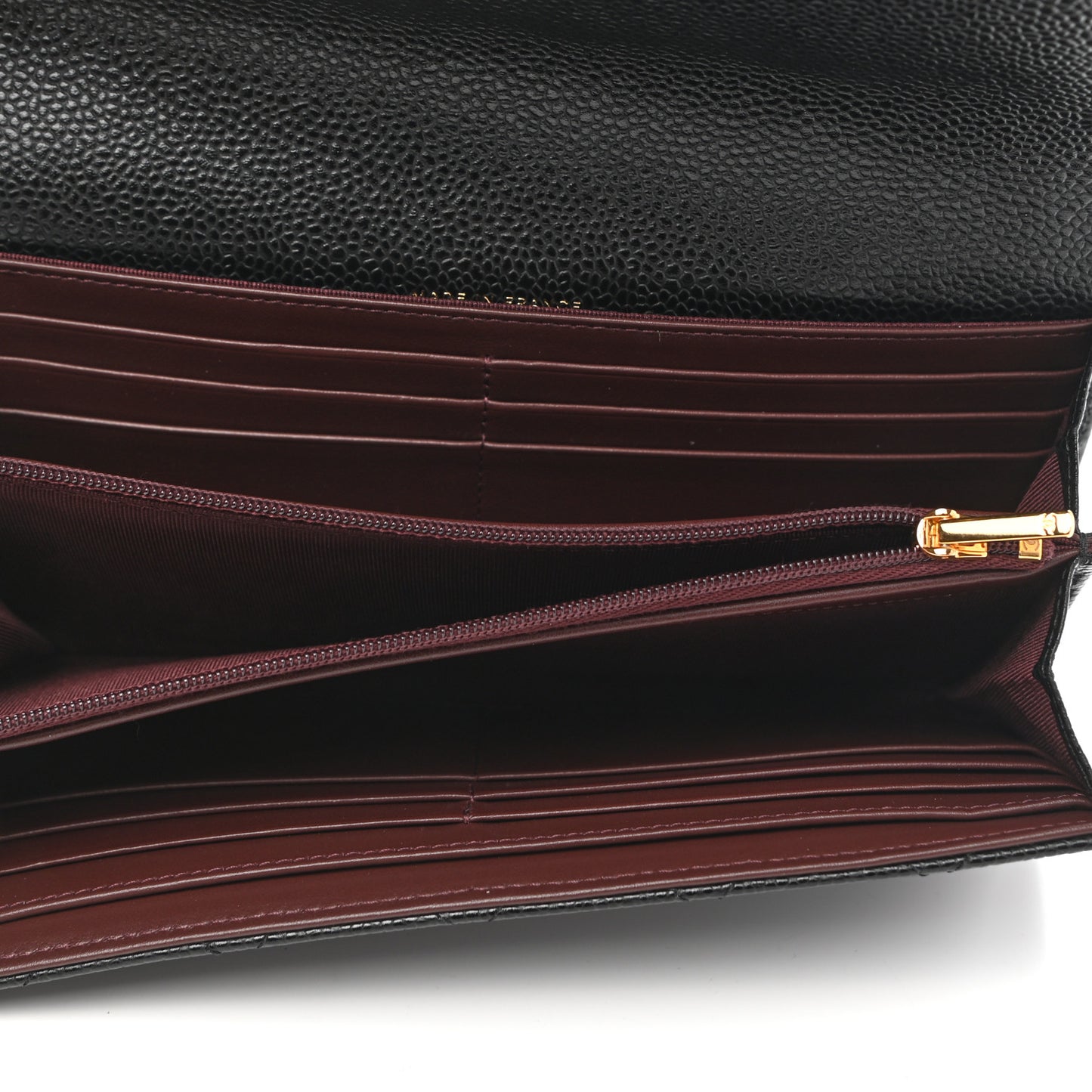 Caviar Quilted Large Gusset Flap Wallet Black